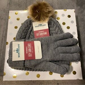 Cozy cabin hat and gloves set